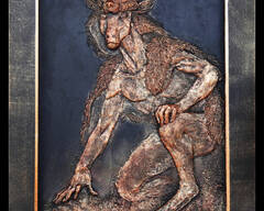 Traditionalart Relief and scratch-board paintings  the-hunter-painting-3d-painting-deer-anthropomorphic-sculpture.jpg
