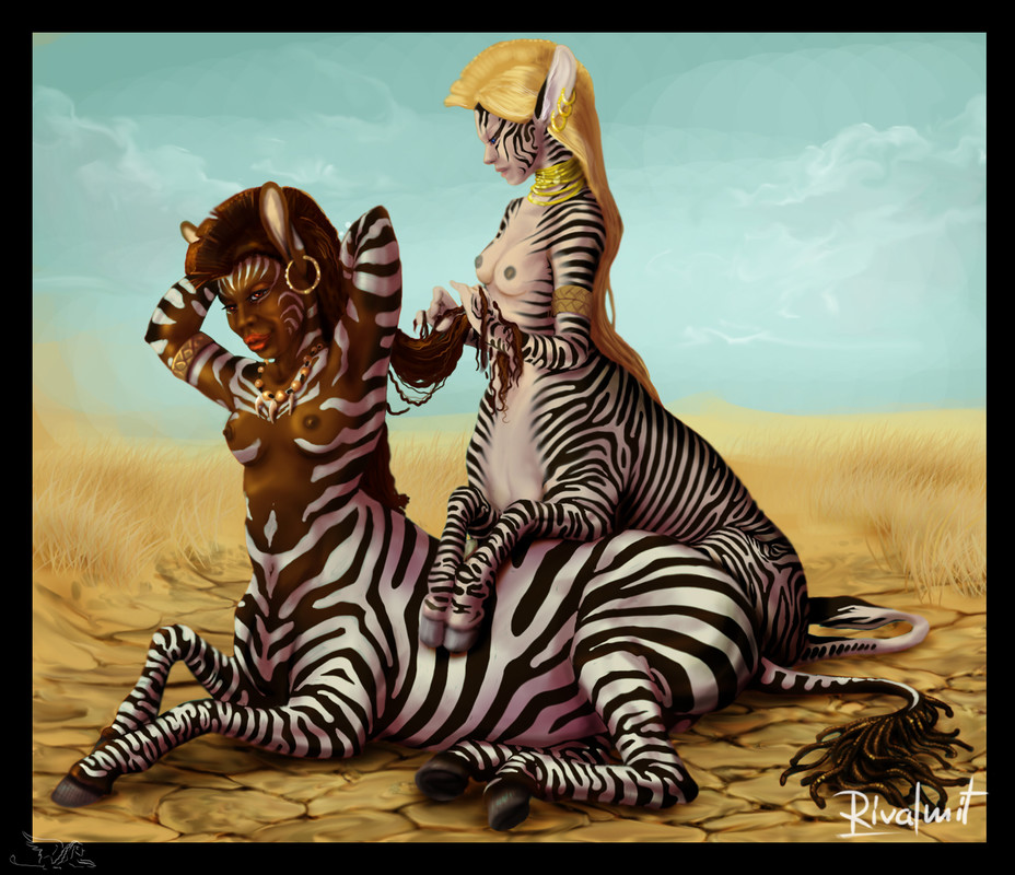 digital painting digital centaur zebra africa friendly acquaintences 