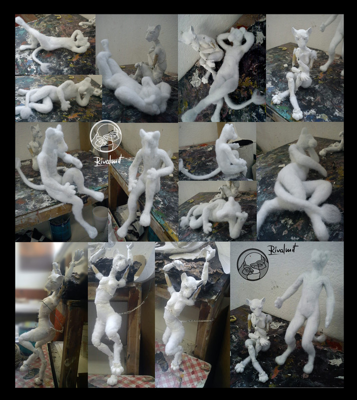 sculpture doll pose able cat wip  Poseable Cat dolls 
