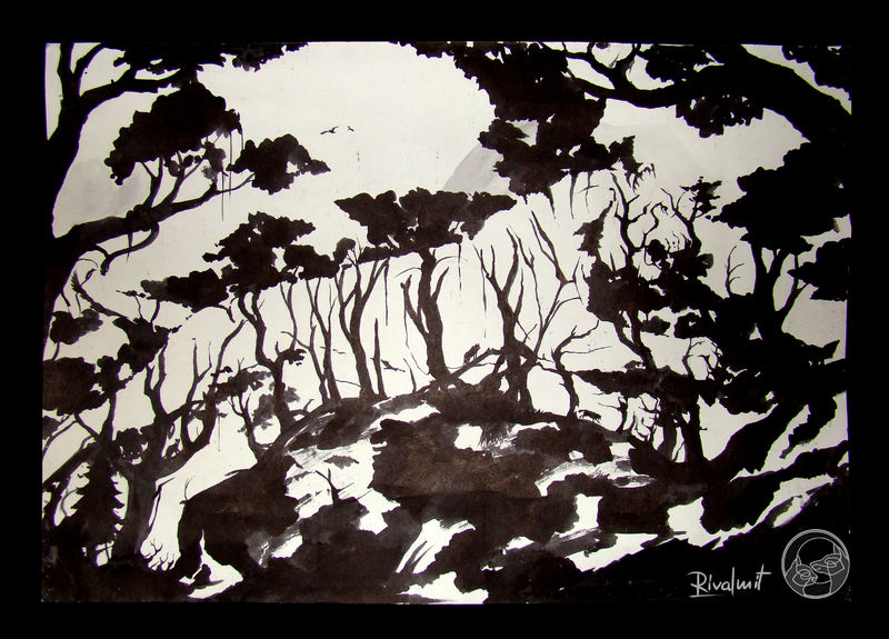 tiger drawing forest black&white negative space Drawings Do you see it? Drawings