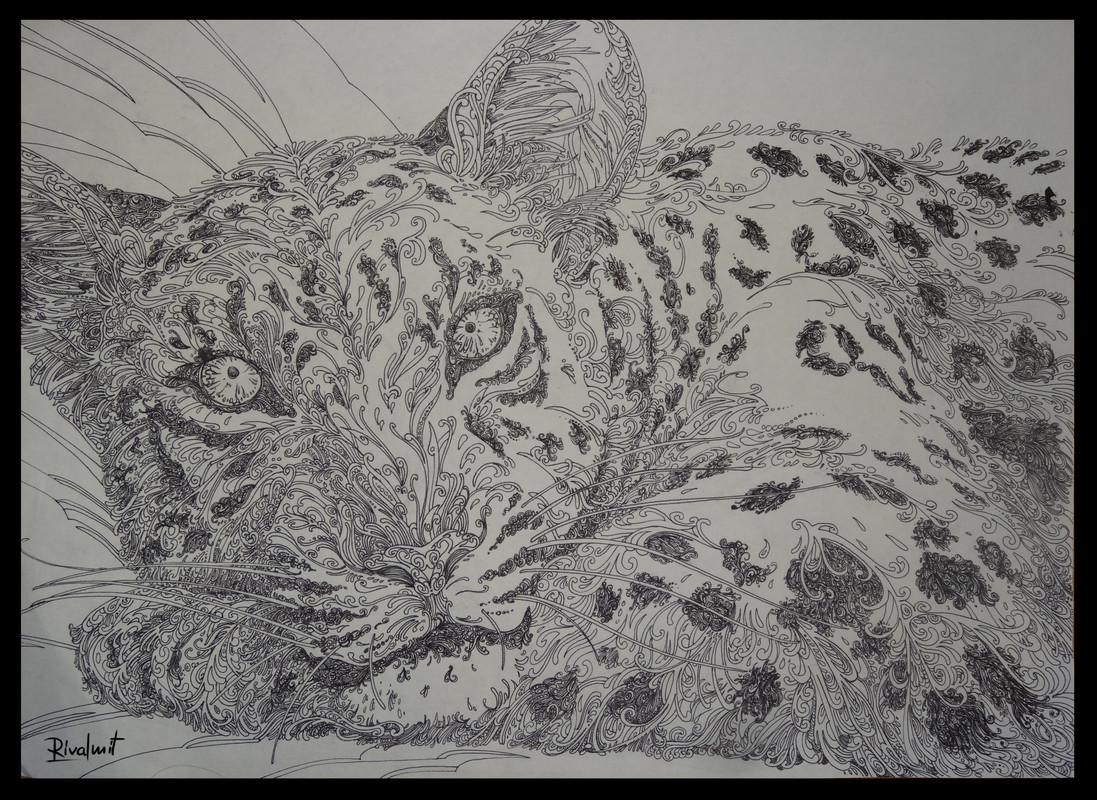 drawing leopard lineart gel pen leopard lines