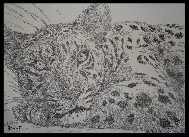 drawing leopard lineart gel pen Drawings leopard lines Drawings