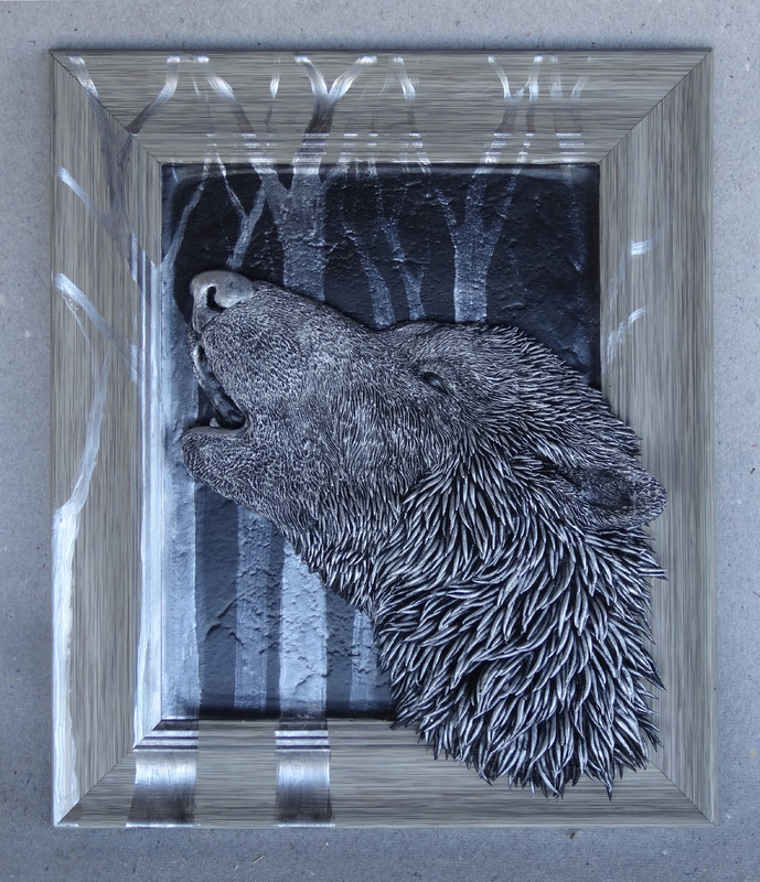3d painting wolf Howling  wolf, song of the night