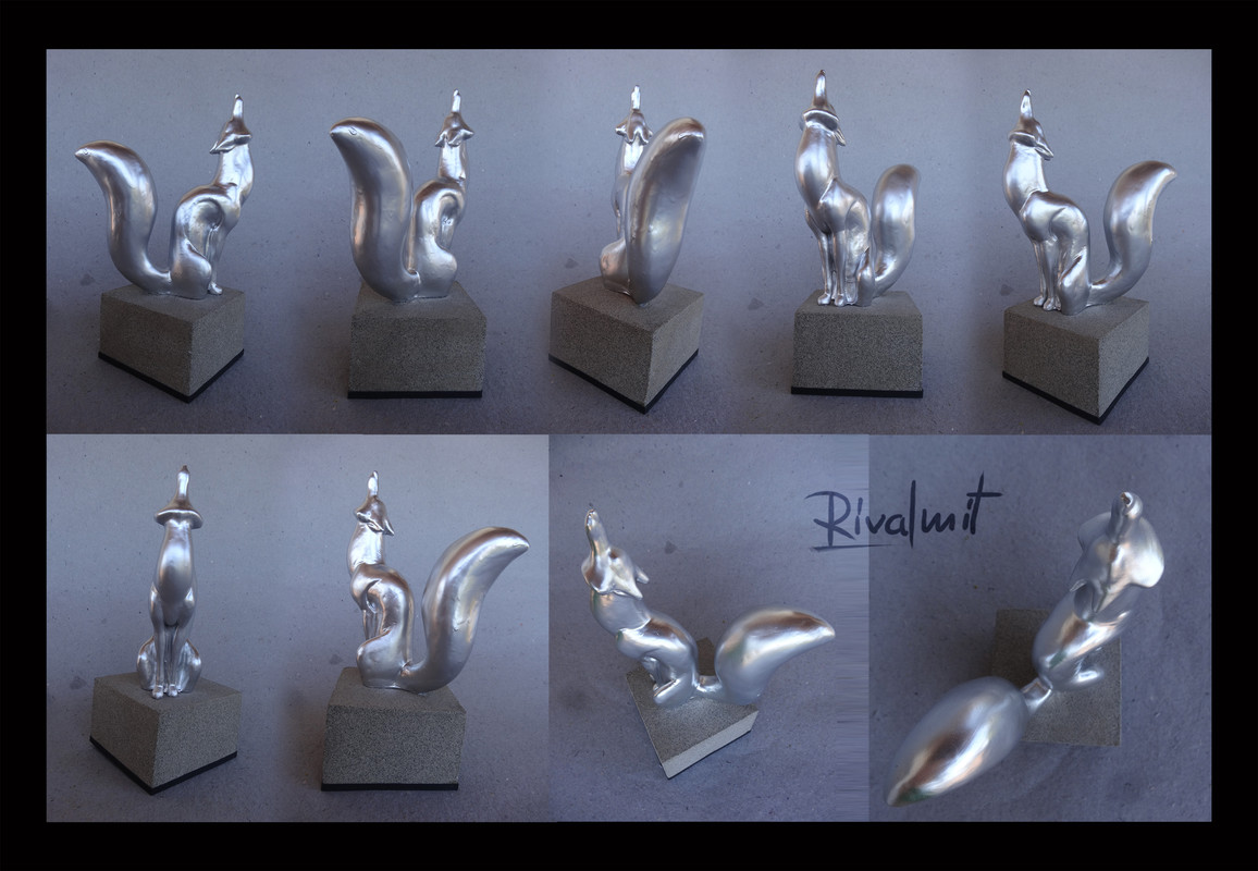 sculpture fox silver trophy Silver champion fox