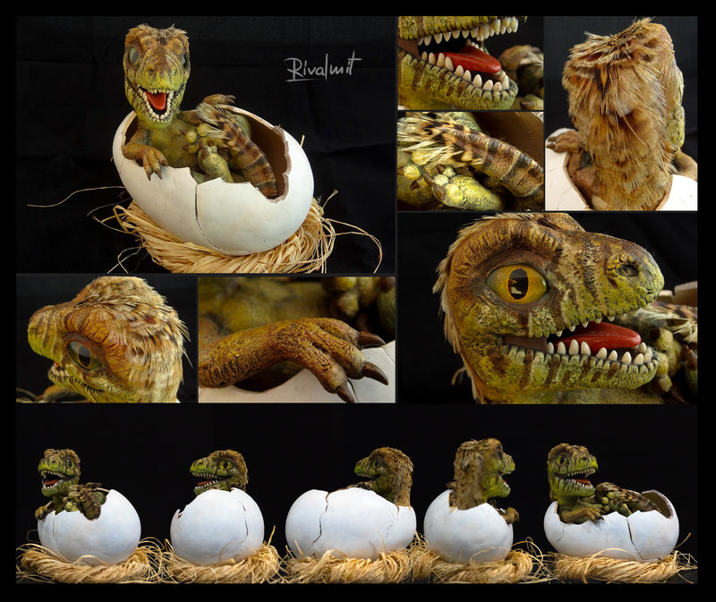 raptor sculpture dinosaur Sculptures Emerging Terror Sculptures