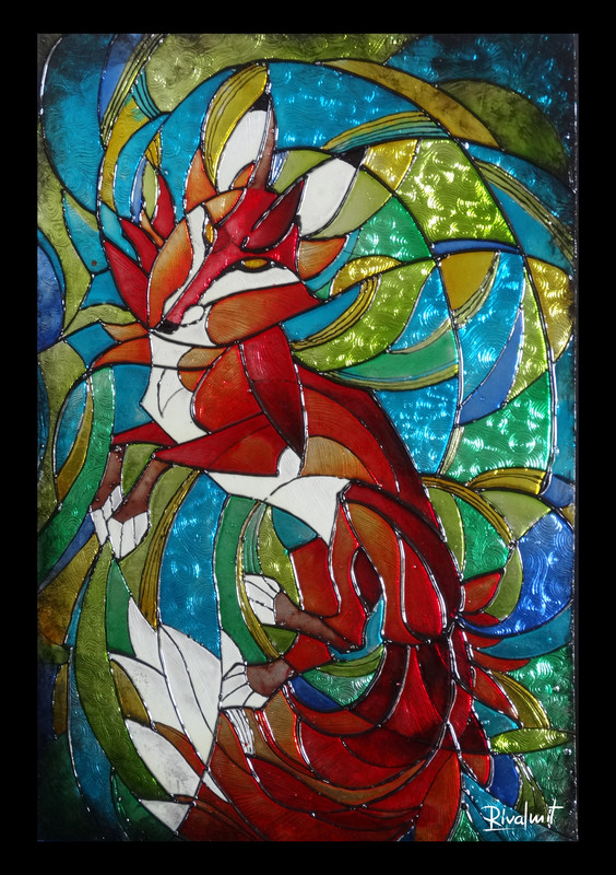 fox painting vitra stained glass  Fox 
