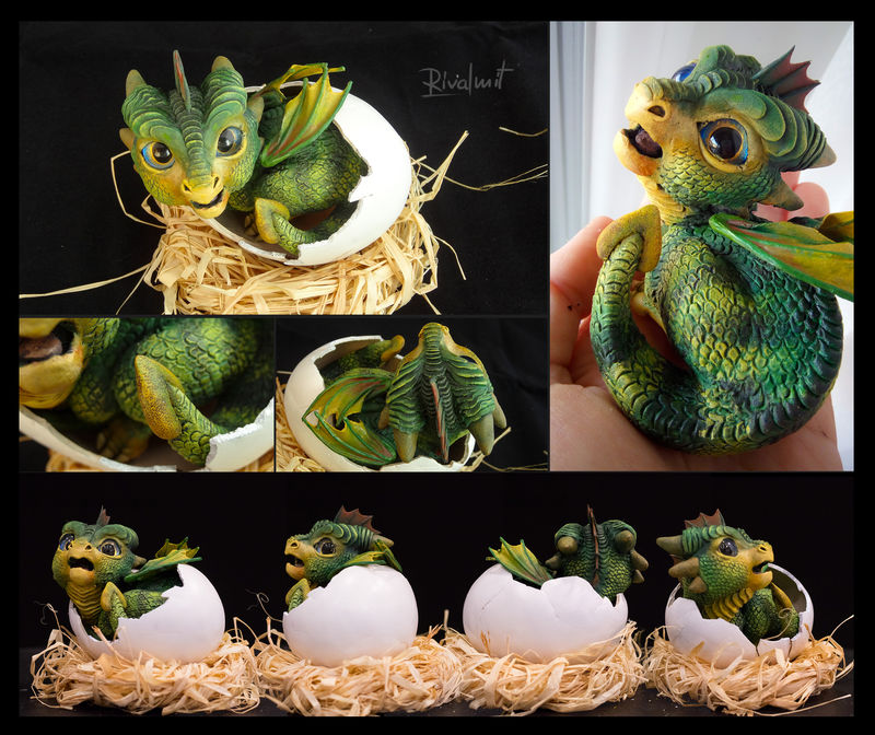 Breaking the shell dragon baby sculpture
