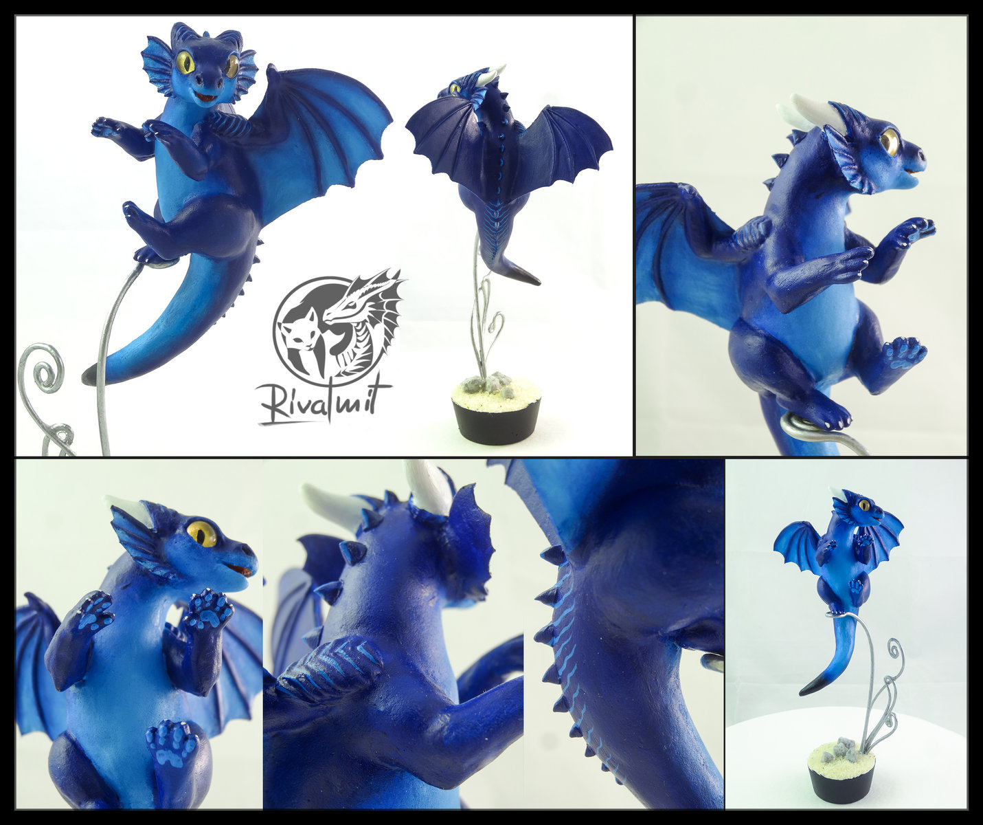 companion commission sculpture dragon blue Cod Companion