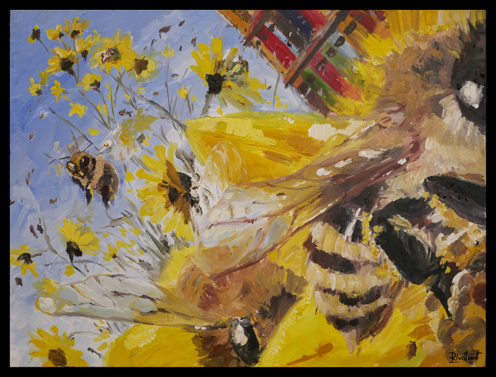 painting acrylic abstract bee 