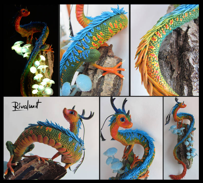 sculpture dragon lights bioluminescent Sculptures Mystery from the depths of the bioluminescent Forest Sculptures