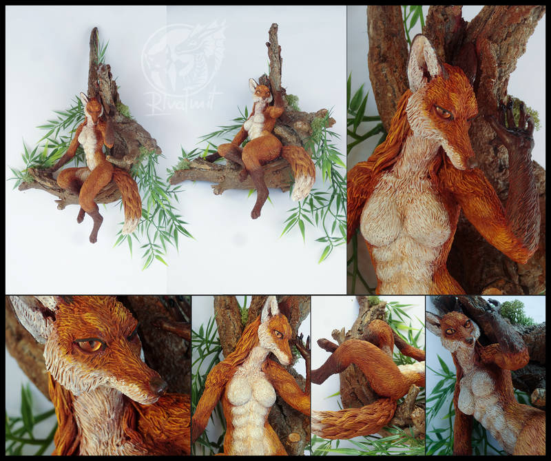 fox anthro anthropomorphic art sculpture female tree Sculptures Fox on the branch Sculptures