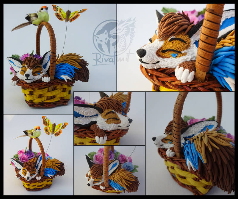 sculpture fenec fox basket flower miniature Sculptures Kashmere trade II  @Kashmere_Art Sculptures