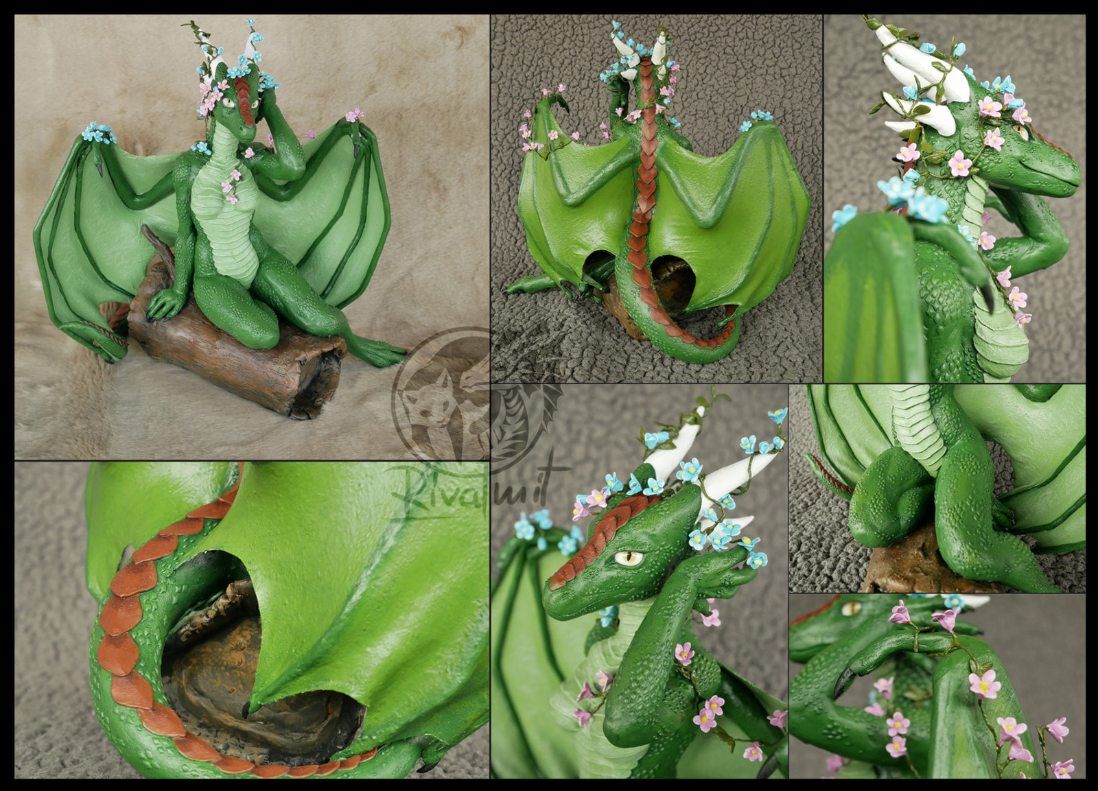 sculpture commission traditional dragon anthropomorphic Flower dragoness