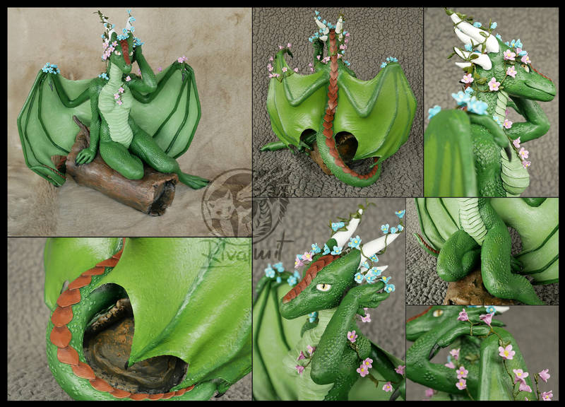 Flower dragoness sculpture commission traditional dragon anthropomorphic