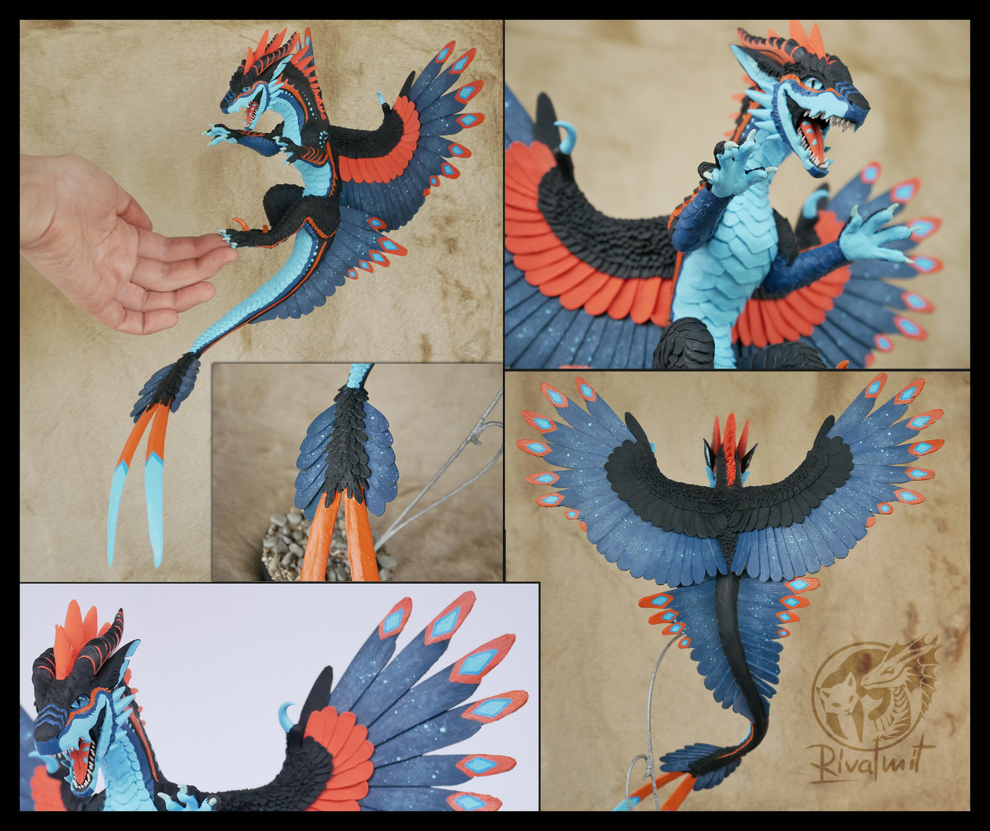 sculpture companion dragon feather balaning art traditional Sykress commissioned Companion