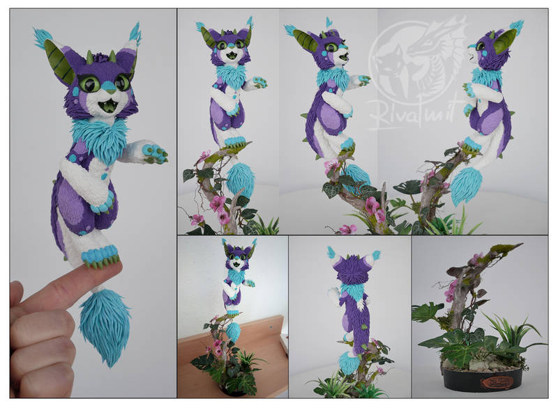 Commission Cleya cat dragon companion sculpture