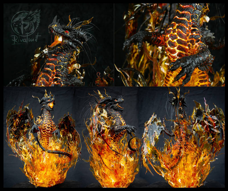 lava fire dragon ef25 eurofurence art furry Sculptures Kreyati dife - Lava Dragon Sculptures