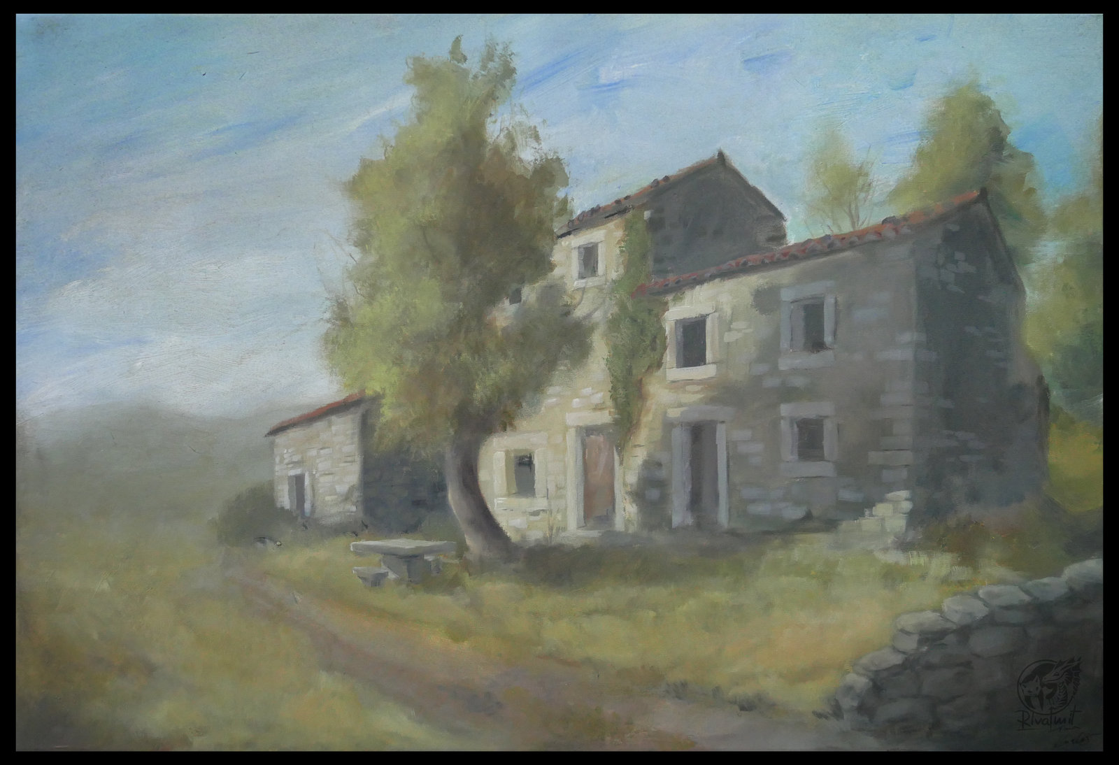 painting acrylic house landscape istra Nostalgia
