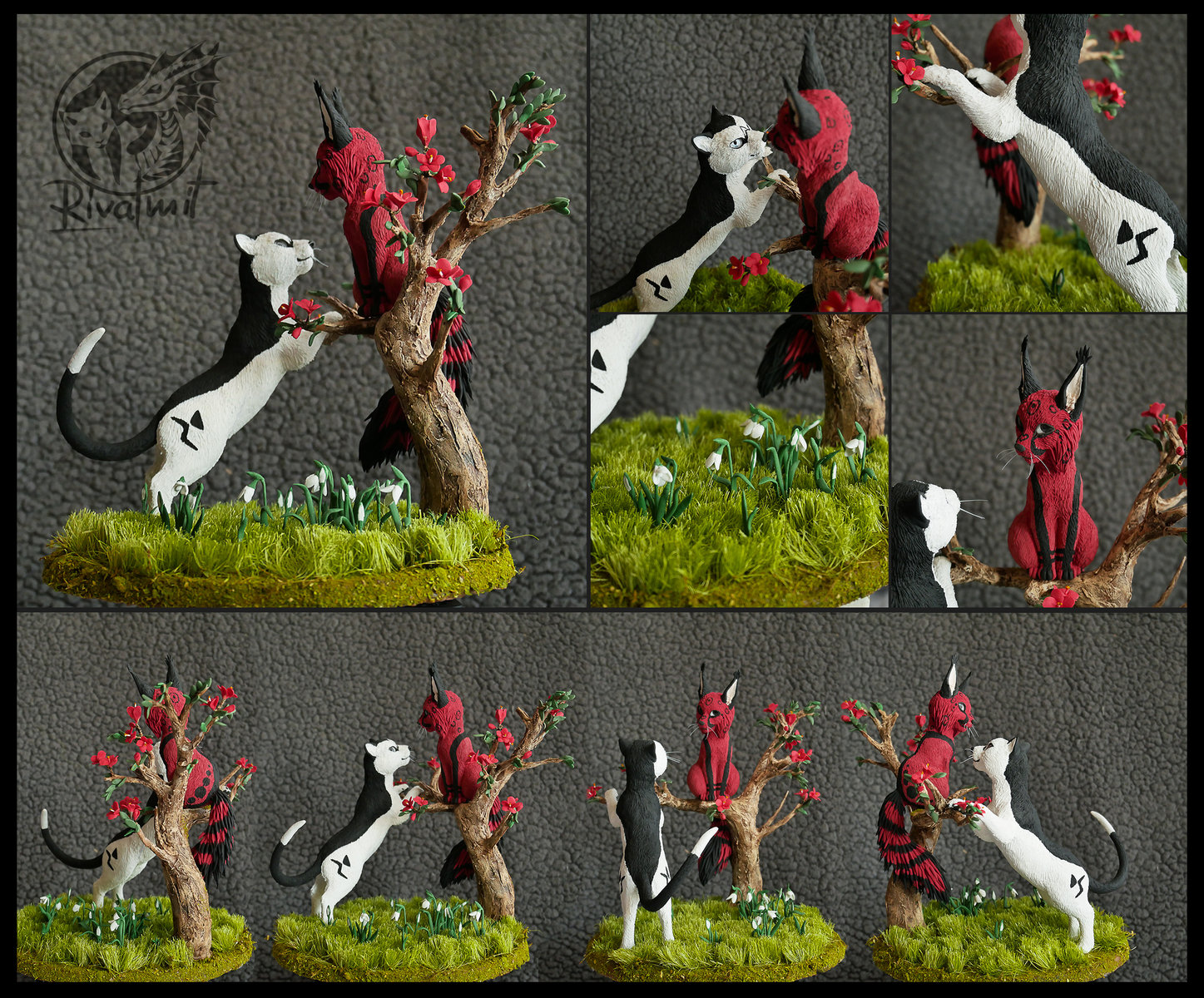 sculpture cat felinae tree companion balance Commission Itya & Henry