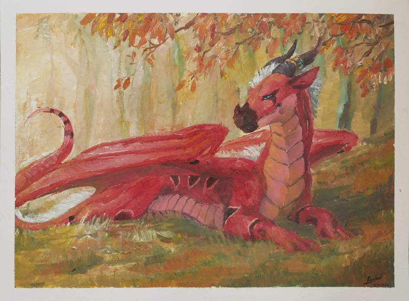 dragon forest painting speedpainting acrylic commission Paintings speedpainting commission Solus Paintings