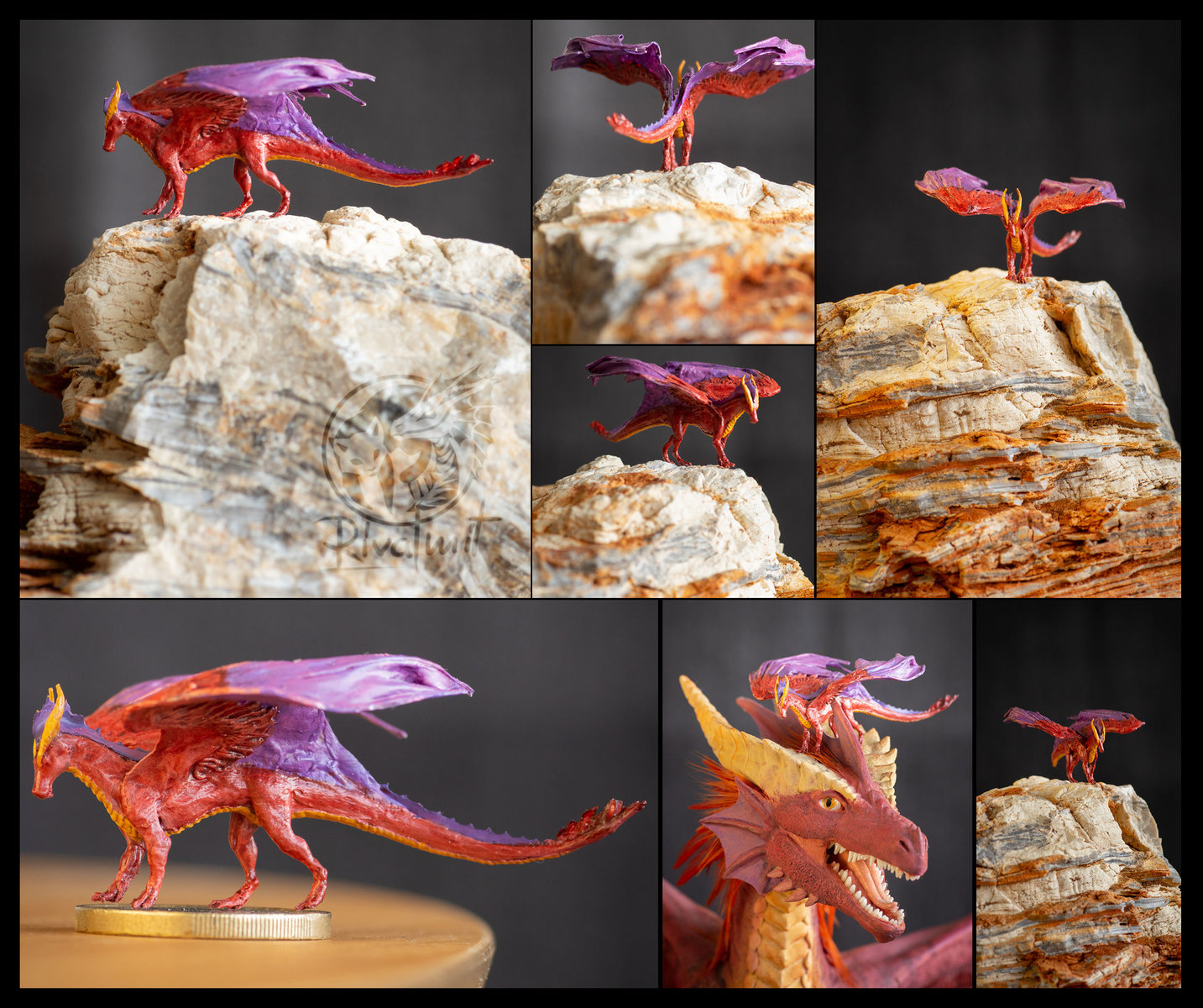 sculpture dragon miniature Tiny Akulatraxas dragon
