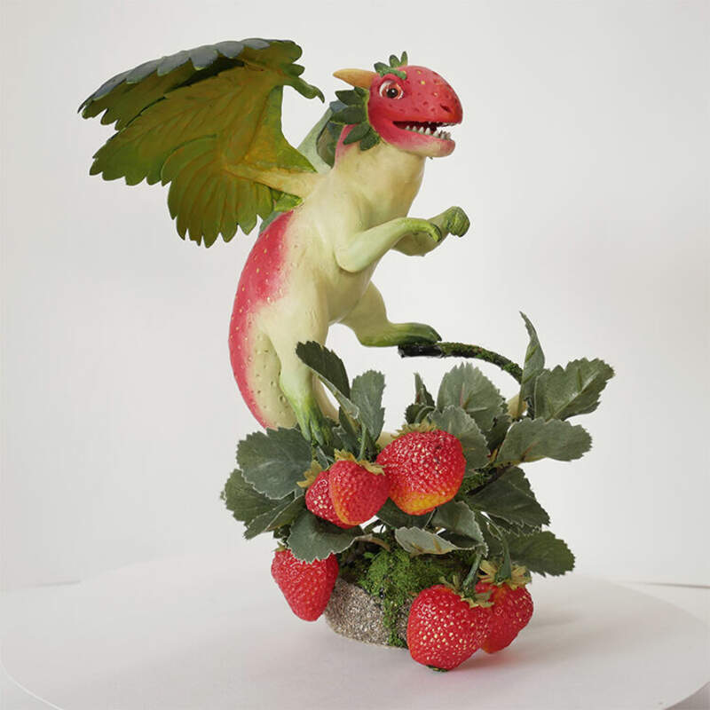  dragon companion sculpture balance ef25 eurofurence furry art strawberry plant and done! Out little fella is blending in with the rest of the strawberries and hunting! Or eating the fruits.