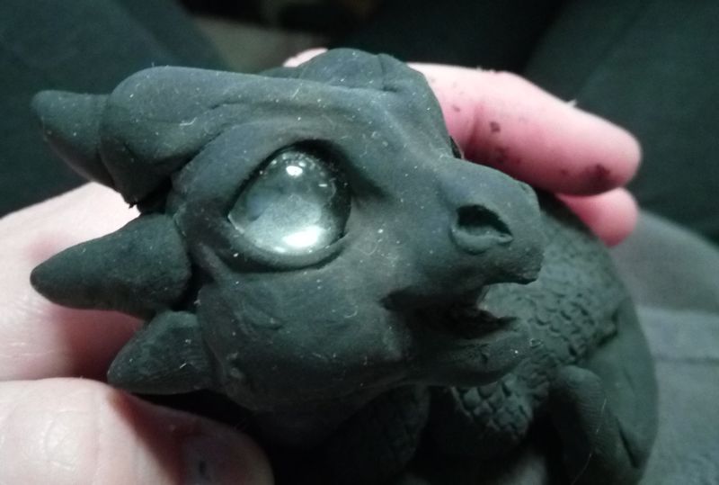  sculpture artwork baby hatched egg dragon newborn eurofurence 23 tinydragons Cute face emerges