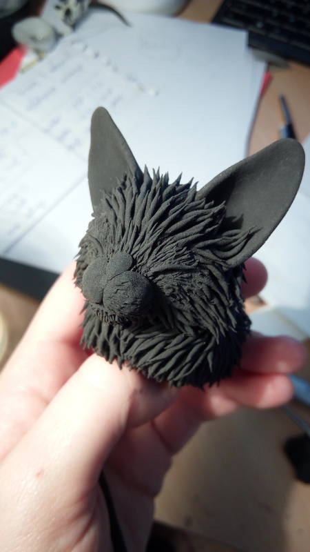  bat kitty batkitty art sculpture companion balance ef25 eurofurence wg+hat a smushed face. and gold for the cat ^u^