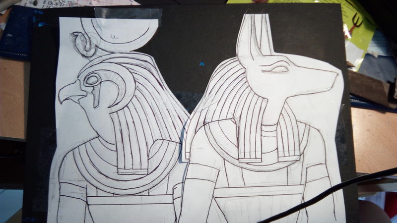  painting  commission artwork scratchboard egypt anubis amon horus eurofurence 23 Paper sketches of Gods