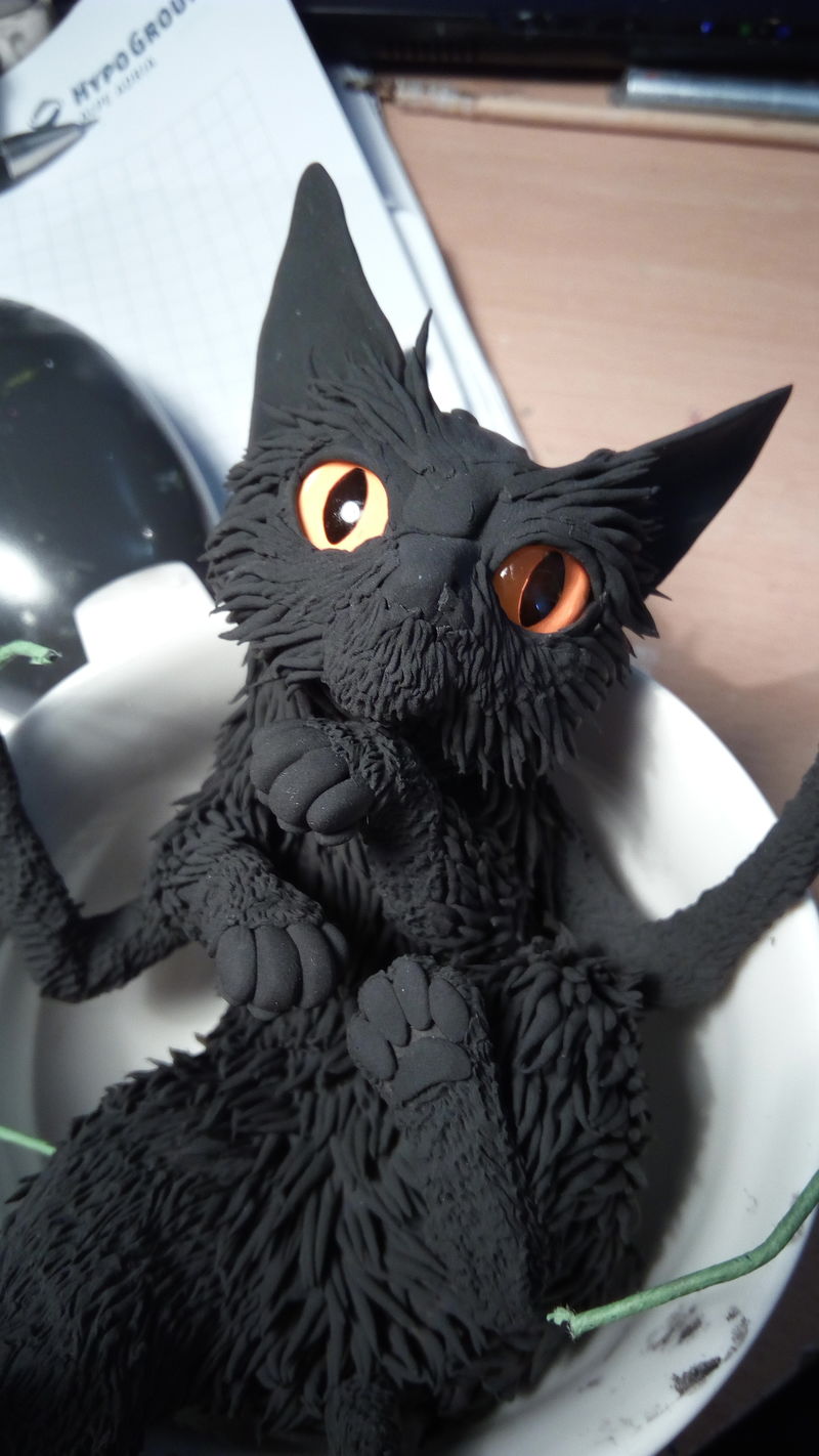  batkitty sculpture art cat bat ef24 eurofurence detailing the face