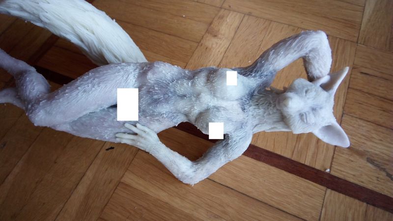  sculpture erotic fox art clay handmade EF24 Eurofurence hair and cutting the arms down to size