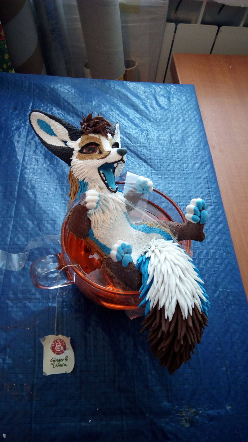 fennec fox female sculpture art tea cup Pouring the tea and it is done! :D If only things were this easy in life