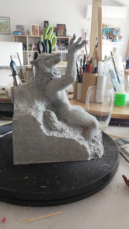 art sculpture furry wolf art nsfw Detailing of the face showing. In trying to be authentic I did keep the nudity of the sculpt. Will add something to cover it just to have that option :)