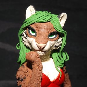 sculpture commission artwork balanced companion  tiger centaur cat  furry Chakat Blacktail
