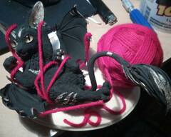 #15 Bat kitty with Yarn bat kitty batkitty art sculpture ef26 eurofurence yaen play