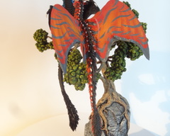 Fyris and Tissana Companions sculpture commission artwork dragon dragons pair love lovers mates tree base black red female male balanced companion 