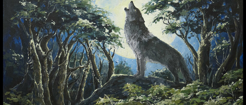 Song of a family painting wolf acrylic