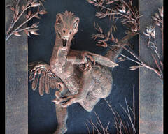 Traditionalart Relief and scratch-board paintings  raptor-attack-3d-painting-raptor-dinosaur-mixed-media.jpg