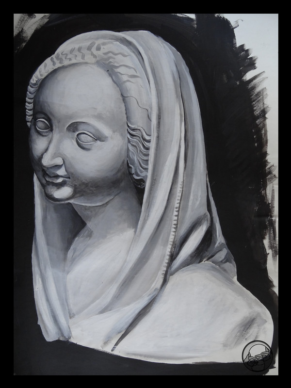 drawing woman acrylic portrait
