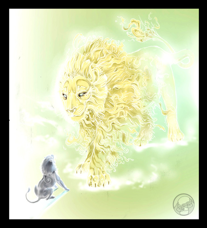 digital digital painting lion god Experimenting 