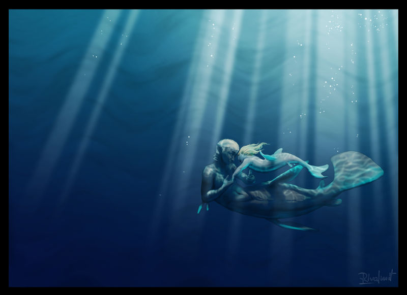 digital digital painting mythology mermaid merman sea anthropomorphic Digital Drawings Underwater dance Digital Drawings