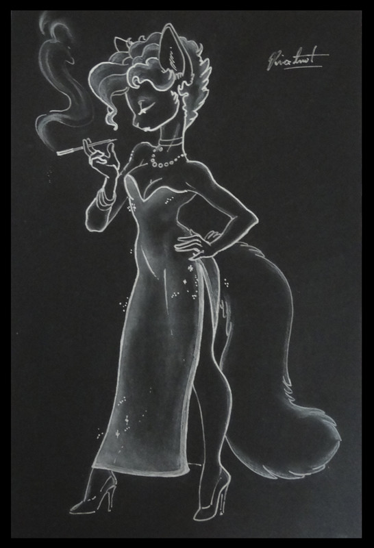 drawing gel pen wolf cat fox anthropomorphic Black lineart