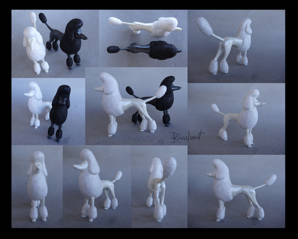 eurofurence poodle black&white canine sculpture Sparkly poodles