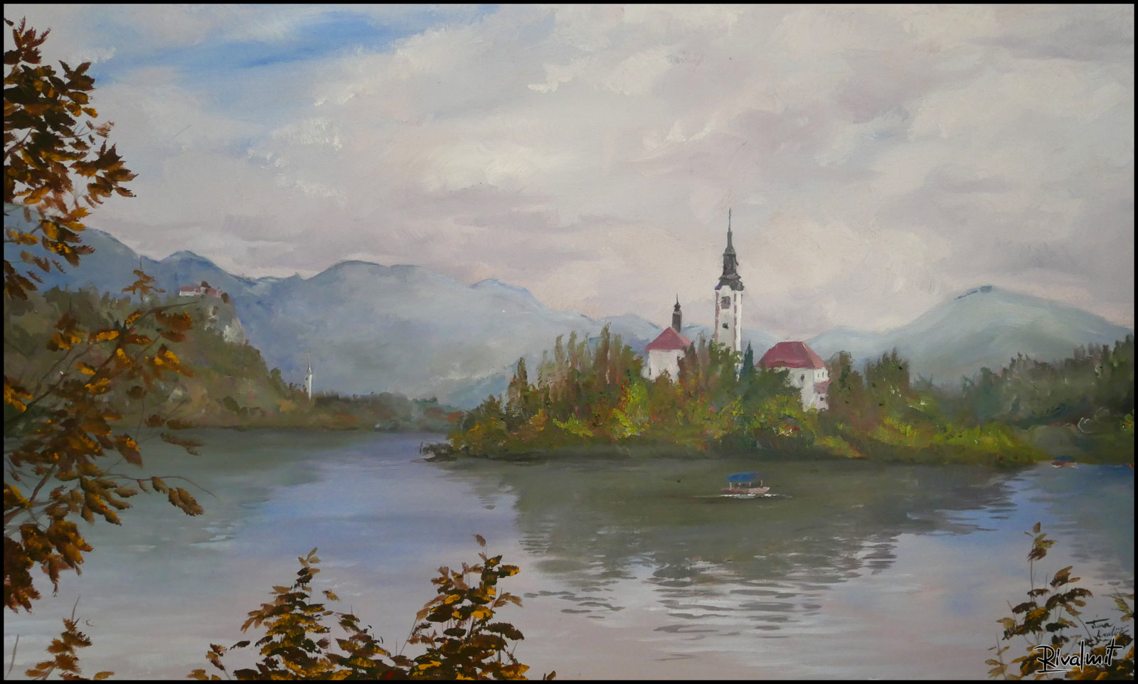 painting acrylic bled slovenia Bled