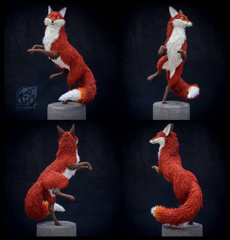 Dance of the fox fox sculpture art