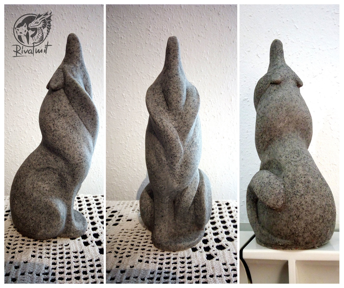 sculpture wolf stone abstract Howling stone
