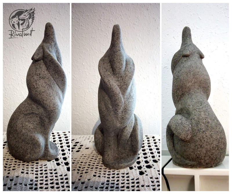 Howling stone sculpture wolf stone abstract