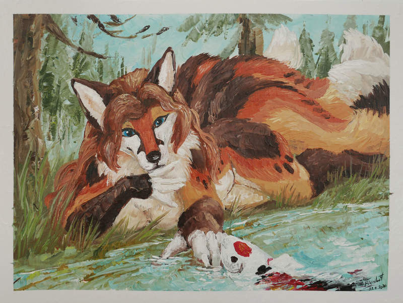 speedpainting wolf fish acrylic paitning Paintings Speedpaint commission Xeshaire Paintings
