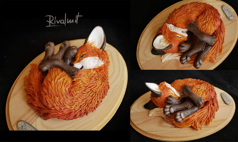 #sculpture fox Sculptures Sleepy baby red fox Sculptures