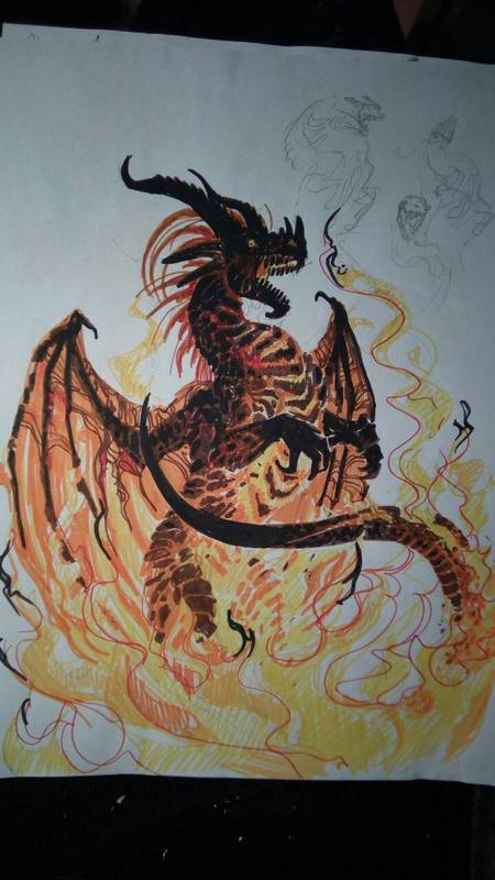  dragon fire traditional sculpture Just an concept sketch for the next sculpture :O